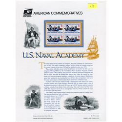 STAMP COLLECTION (U.S. NAVAL ACADEMY COMMEMORATIVE PANELS ) *BLOCK OF 4 STAMPS & BOOKLET*