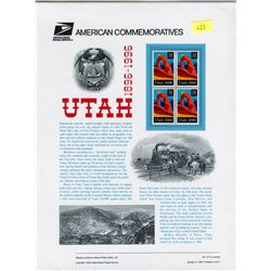 STAMP COLLECTION (UTAH 1896-1996) *BLOCK OF 4 STAMPS & BOOKLET*