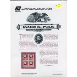 STAMP COLLECTION (JAMES K. POLK) *BLOCK OF 4 STAMPS & BOOKLET*