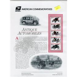 STAMP COLLECTION (ANTIQUE AUTOMOBILES) *BLOCK OF 4 STAMPS & BOOKLET*