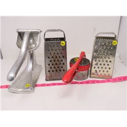 LOT OF 4 (GRATERS, RICER, PRESS)