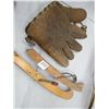 Image 1 : 1940S BALL GLOVE AND WOODEN SKATE GAURDS (CCM)