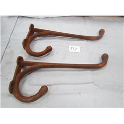 LOT OF 2 CAST IRON HARNESS HOOKS (11 INCHES)