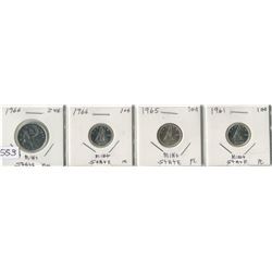4 CNDN COINS 1961- 10 CENT PC, 1965- 10 CENT PC, 1966- 10 CENT PC & 25 CENT PC