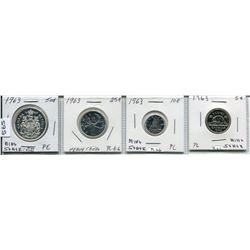 4 CNDN COINS 1963- 5 CENT PC, 10 CENT PC, 25 CENT PC & 50 CENT PC