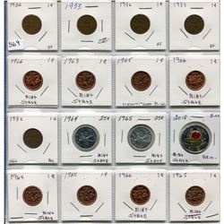 16 CNDN COINS 1 CENT TO 2 DOLLAR, 1932 TO 2018