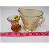 Image 1 : CREAMER AND CANDLE HOLDER (ETCHED GLASS, AMBER)