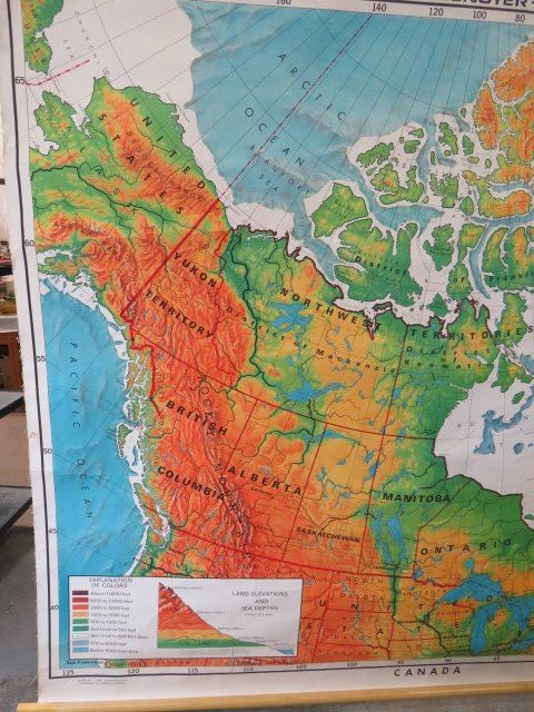 LARGE WALL MAP (CANADA LAND ELEVATIONS) *W/LEGEND*