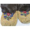 Image 2 : BEADED LEATHER MOCASSINS (FUR TRIM, LEATHER SOLED, FLEECE LINED) *FIT SIZE 8 OR 9*