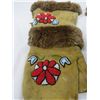 Image 2 : BEADED LEATHER MITTS (FUR TRIM) *MEN'S MEDIUM*