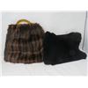 Image 1 : 2 FUR MUFF/PURSES (ONE W/HANDLE) *BLACK MUFF IS RUSSIAN SEAL*