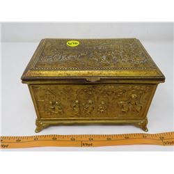 METAL JEWELRY BOX (LINED) *HEAVY METAL 6.5" X 4.5" X 4"*