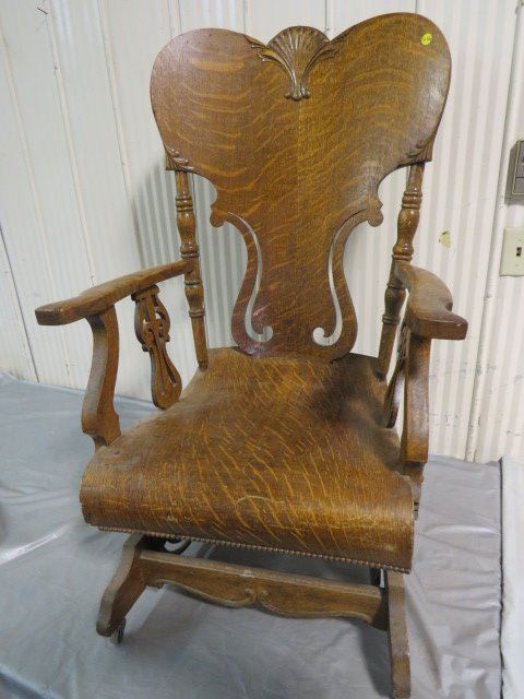 WOODEN ROCKING CHAIR (BOSTON, QUARTER CUT OAK) *SPRING COIL ROCKER ...