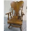 Image 1 : WOODEN ROCKING CHAIR (BOSTON, QUARTER CUT OAK) *SPRING COIL ROCKER, WHEELS ON FRONT)