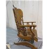 Image 5 : WOODEN ROCKING CHAIR (BOSTON, QUARTER CUT OAK) *SPRING COIL ROCKER, WHEELS ON FRONT)