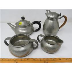 LOT OF PEWTER TEAWARE (TUDRIC, SOLKETS, HAND NUMBERED-CREAMER "COSY" NOT MATCHING) *MADE IN ENGLAND*