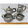Image 1 : LOT OF PEWTER TEAWARE (TUDRIC, SOLKETS, HAND NUMBERED-CREAMER "COSY" NOT MATCHING) *MADE IN ENGLAND*