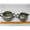Image 3 : LOT OF PEWTER TEAWARE (TUDRIC, SOLKETS, HAND NUMBERED-CREAMER "COSY" NOT MATCHING) *MADE IN ENGLAND*