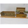 Image 1 : LOT OF 2 WOODEN BOXES (VINTAGE BURNS CHEESE BOX, BOX WITH 2 GLASS CONTAINERS INCLUDED)