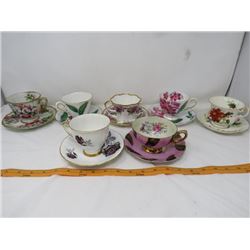 LOT OF 14 ASSORTED CUPS AND SAUCERS (MADE IN ENGLAND)