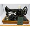 Image 3 : SINGER SEWING MACHINE (WITH LOCKING WOOD CASE) *NO 127-128 WITH ACCESSORIES*