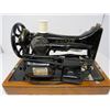 Image 8 : SINGER SEWING MACHINE (WITH LOCKING WOOD CASE) *NO 127-128 WITH ACCESSORIES*