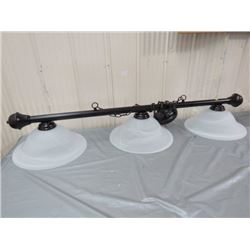 POOL TABLE LIGHTING (2 FIXTURES, BOTH HANGING) *SHADES 16" X3, 12" X 2, 7.5"*