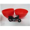 Image 2 : LOT OF UNIQUE DECORATIVE ITEMS (MATCHBOOK MOTORCYCLE, DECORATIVE EGGS, WOODEN POPCORN TRAY)