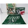 Image 1 : LOT OF RIDERS MERCHANDISE (SASKATCHEWAN ROUGHRIDERS) *CAR FLAG, BOOK-RIDER PRIDE, PILSNER RIDERS FLA