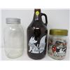 Image 1 : LOT OF 3 JARS AND BOTTLE (GEM, 9 MILE BREWING CO. ETC...)