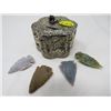 Image 2 : LOT OF 4 SHARP STONES (HAND CHIPPED) *METAL CONTAINER*