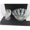 Image 2 : LOT OF 3 ASSORTED CRYSTAL DISHES (SERVING PLATTER, 2 BOWLS)