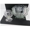 Image 3 : LOT OF 3 ASSORTED CRYSTAL DISHES (SERVING PLATTER, 2 BOWLS)