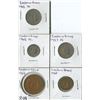 Image 1 : LOT OF 5 WORLD COINS (EASTER GROUP .2, .5, .10, .25) *1957-60-64-65*