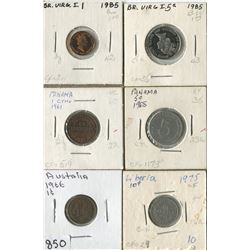 LOT OF 6 WORLD COINS (AUSTRALIA, BRITISH VIRGIN ISLANDS, PANAMA, LIBERIA, ) *ASSORTED DATES*