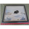 Image 1 : ORIGINAL MUSKOX, SNOW SCENE, FRAMED, SIGNED PAINTING