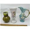 Image 1 : LOT OF 3 ASSORTED VASES (MADE IN JAPAN) * NO CHIPS OR CRACKS, 5 INCHES HIGH-2 X 7 INCHES HIGH*