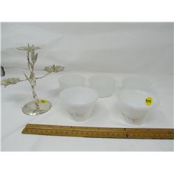 LOT OF FRUIT NAPPIES AND CANDLESTICK HOLDER (3 GLASBAKE 2-INDOPAL)