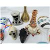 Image 3 : LOT OF ASSORTED ITEMS (MASKS, VASE, FIGURINES, SKULL, ETC…)
