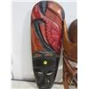 Image 2 : 2 WOODEN DECORATIVE MASKS 20" AND 24" LONG
