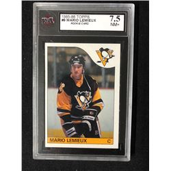 1985-86 TOPPS #9 MARIO LEMIEUX ROOKIE CARD (7.5 NM+)