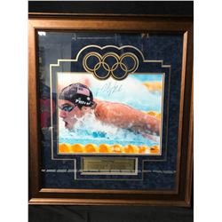 MICHAEL PHELPS SIGNED 2008 BEIJING SUMMER OLYMPIC GAMES 32' X 36' FRAMED PHOTO