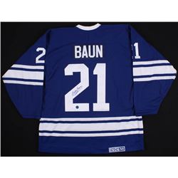 BOBBY BAUN SIGNED MAPLE LEAFS JERSEY (AJ SPORTSWORLD COA)