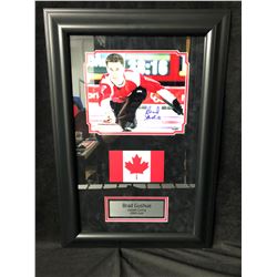 BRAD GUSHUE SIGNED CANADA-CURLING 2006 GOLD 26" X 16"  FRAMED PHOTO DISPLAY