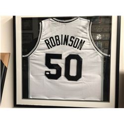 David Robinson Signed Spurs Framed Jersey (JSA COA)