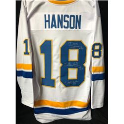 Hanson, Steve Carlson & Jeff Carlson Signed Hanson Brothers "Slap Shot" Chiefs Jersey (Schwartz COA)