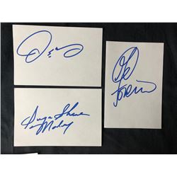 BOXERS SIGNED INDEX CARD LOT (MOSLEY/ FOREMAN/ DELAHOYA)