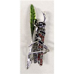 Bling Bling Rhinestone Grasshopper Pin