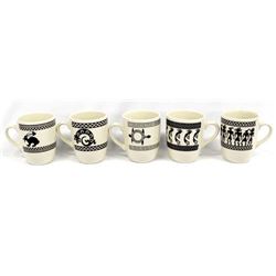 5 Anasazi Traders Mimbres Designed Ceramic Cups