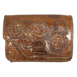 Vintage Western Tooled Leather Clutch Purse